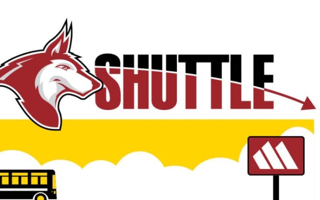The word shuttle and MCCC logo on sign graphic