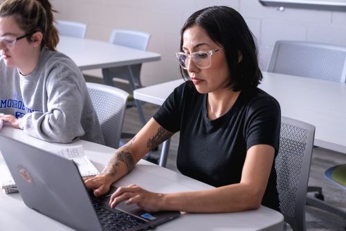 Female student in class