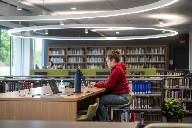 Student studying in Library