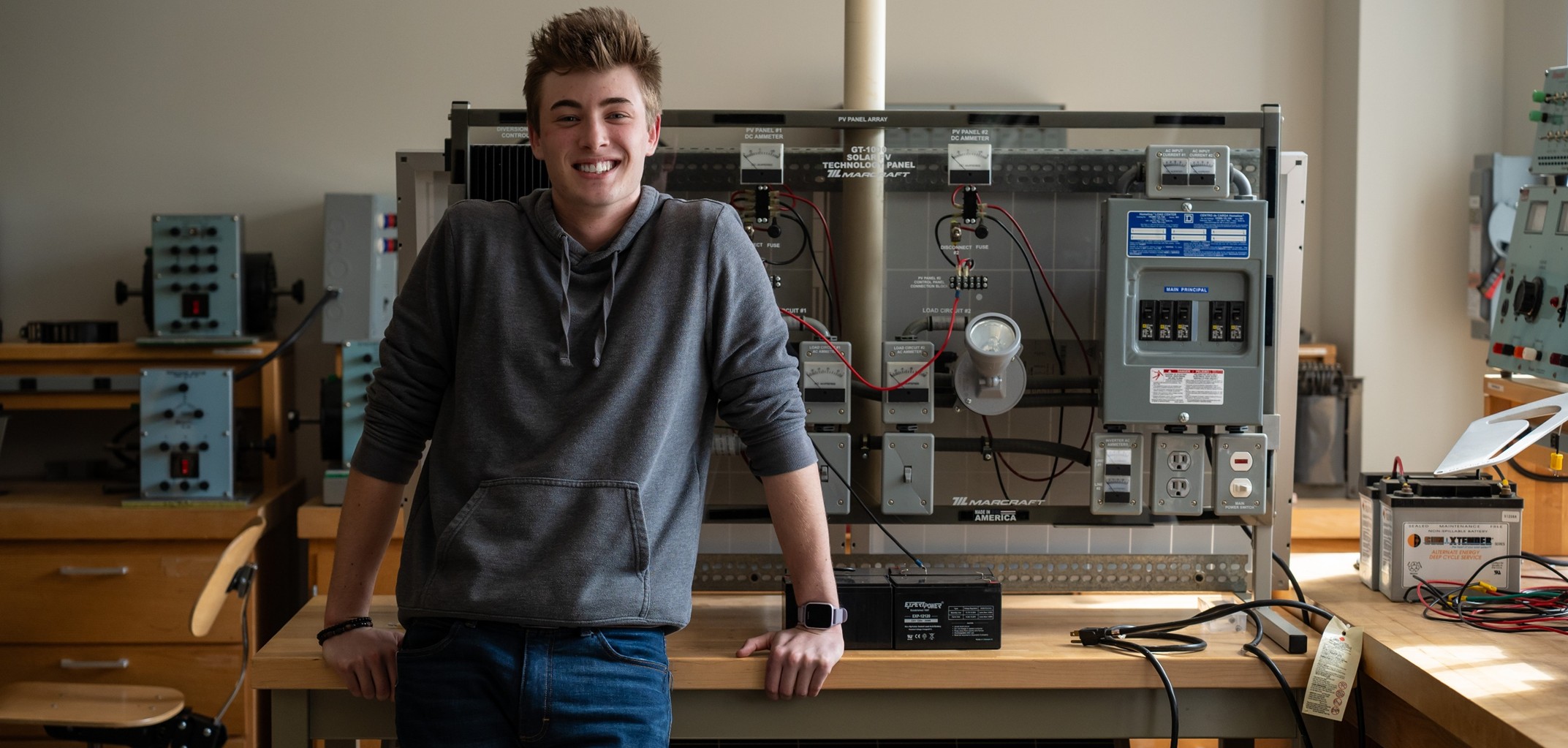 Male Student in Electrical lab