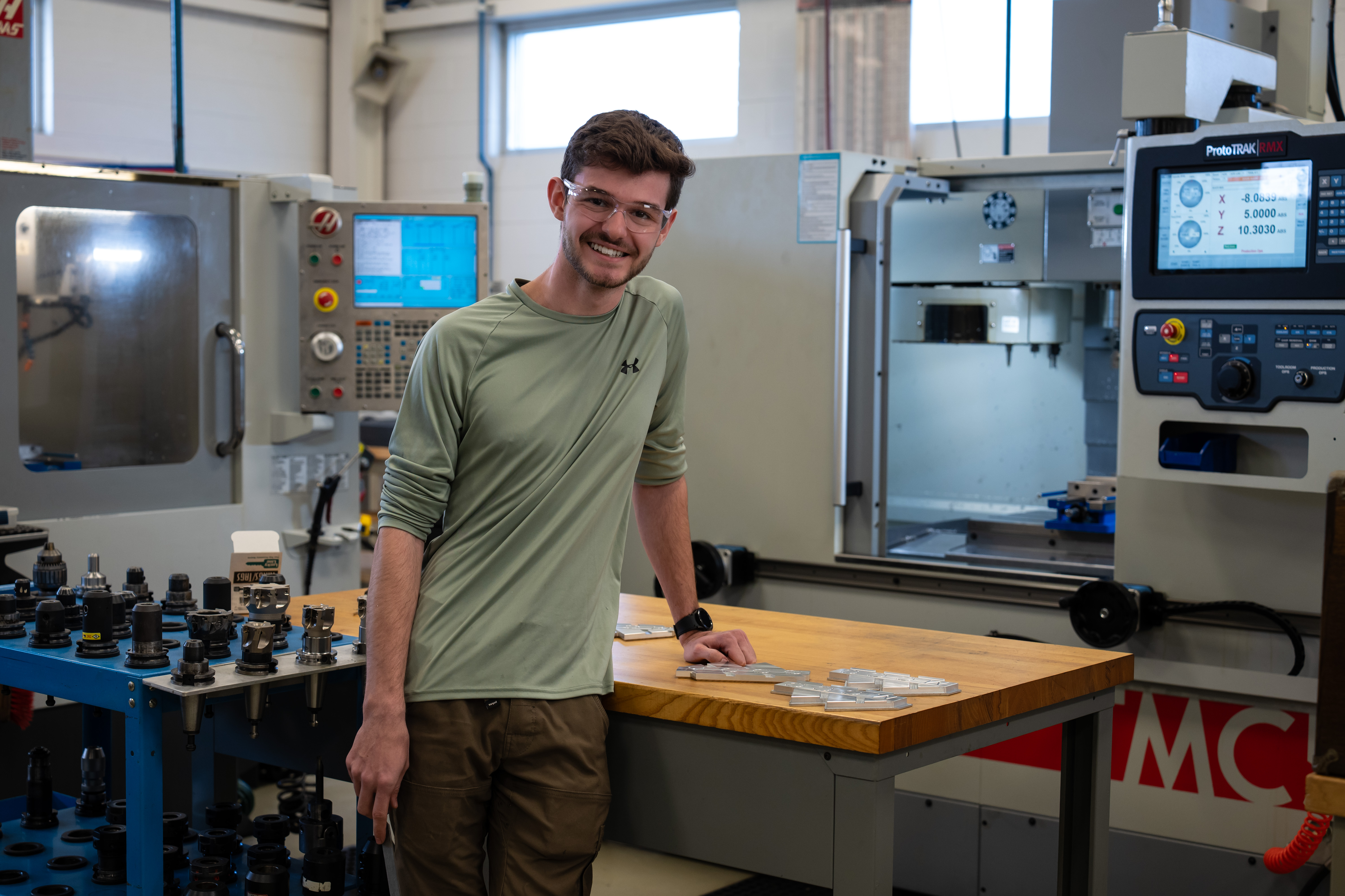 Student in electronics lab