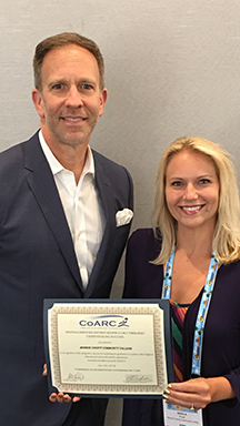 Angela Prush, RT instructor, receives CoARC Distinguished Credentialing Success Award.