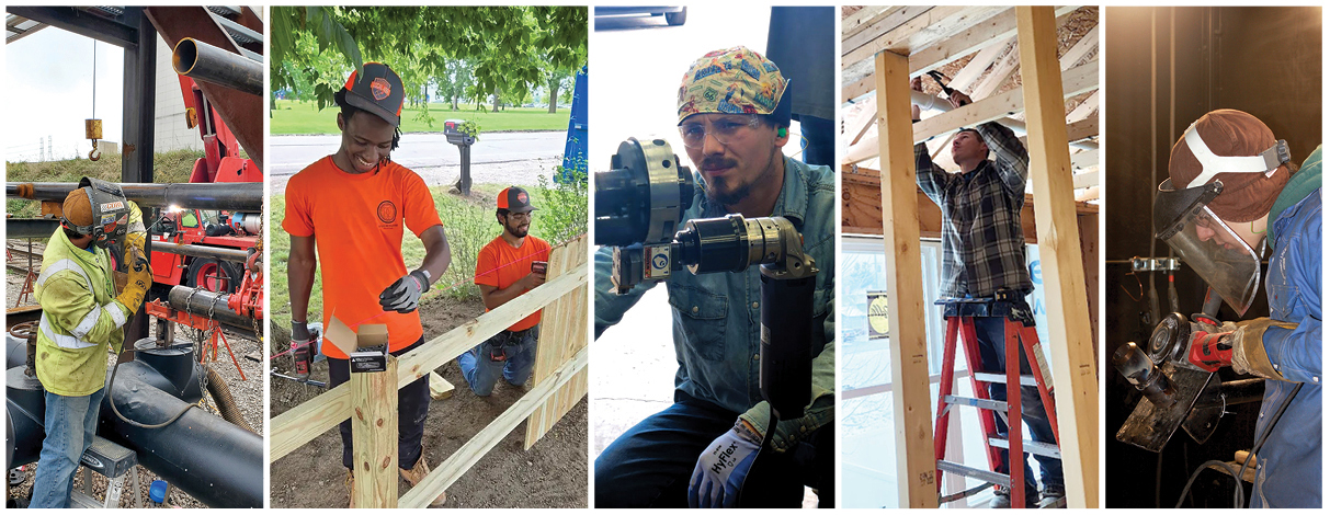 Images of working people in trades