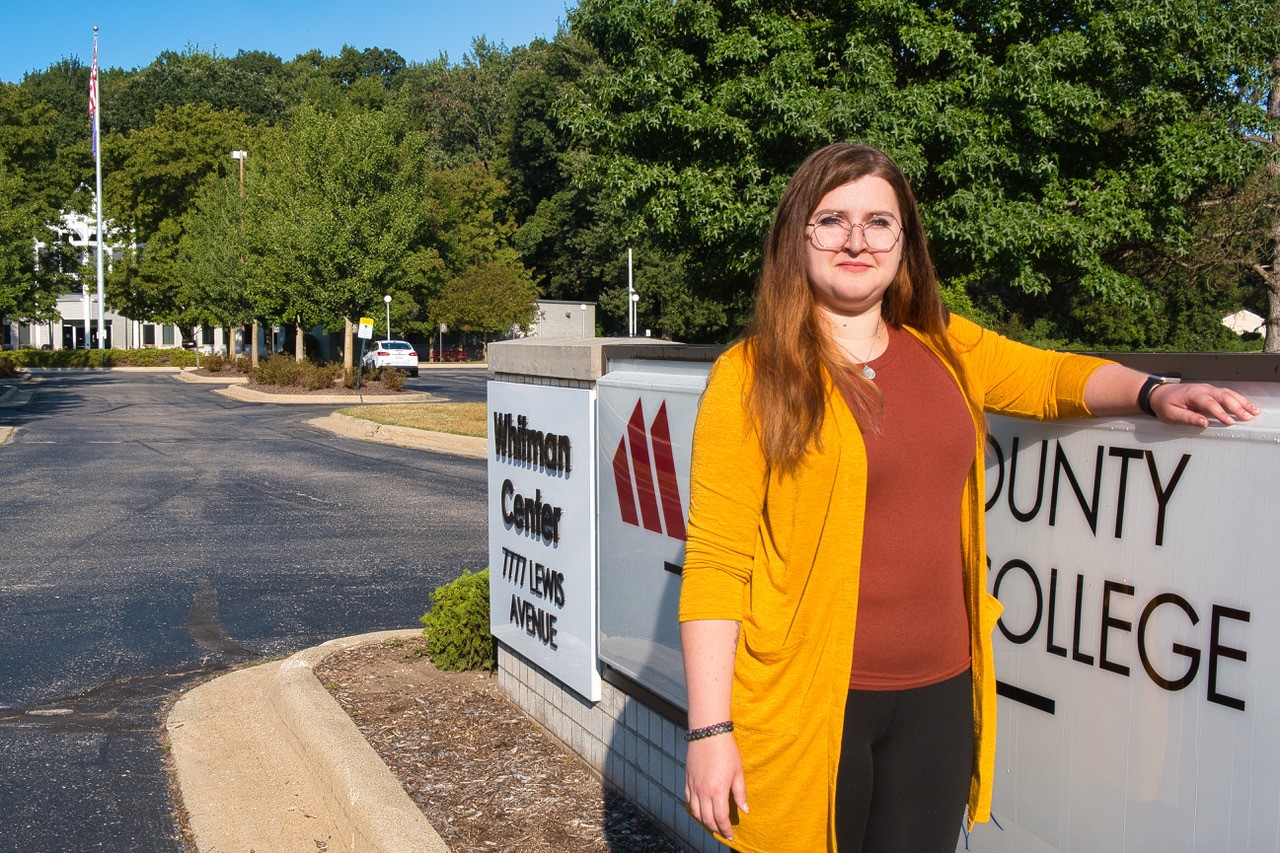 Employee outside Whitman Center