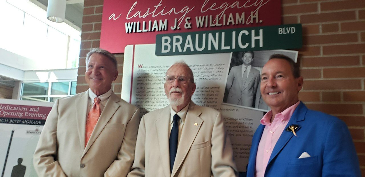 Photo of William H. Braunlich, President Emeritus Dr. Ronald Campbell and Michael R. Meyer
