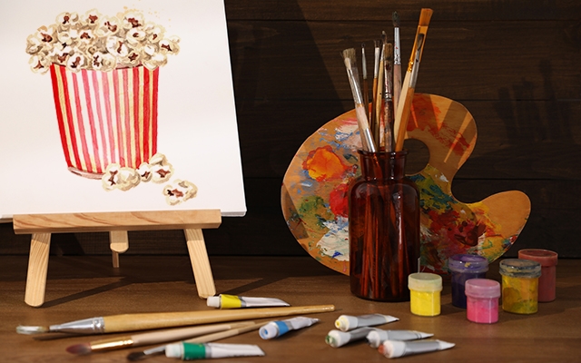 popcorn and painting graphic
