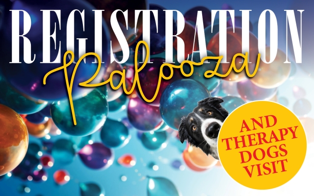 Registration Palooza and Therapy Dogs, Snacks