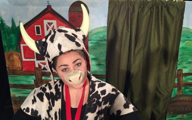 woman dressed as cow image