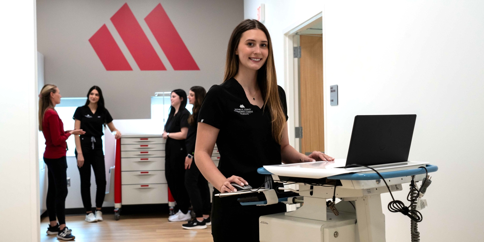 nursing student in lab