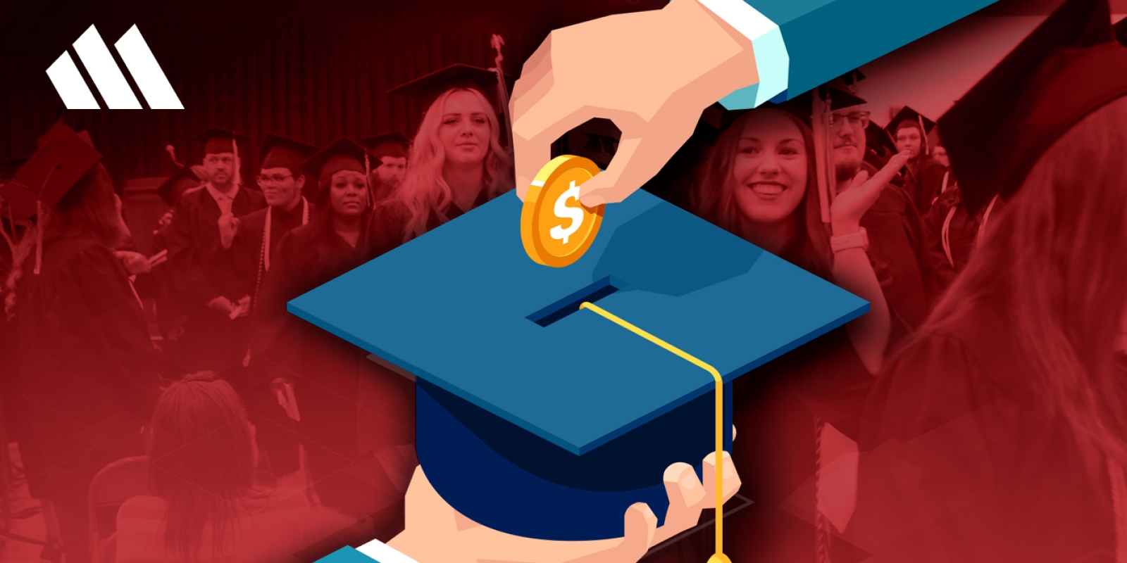 Coin going into a slot in a grad hat