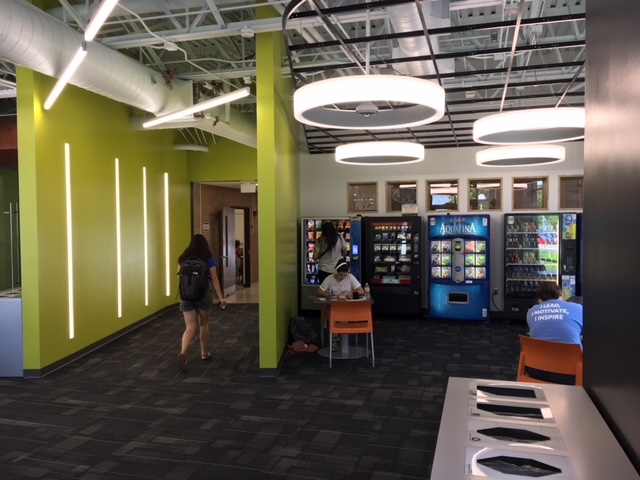 Life Sciences Building - Vending area and hallway in the new student collaboration space
