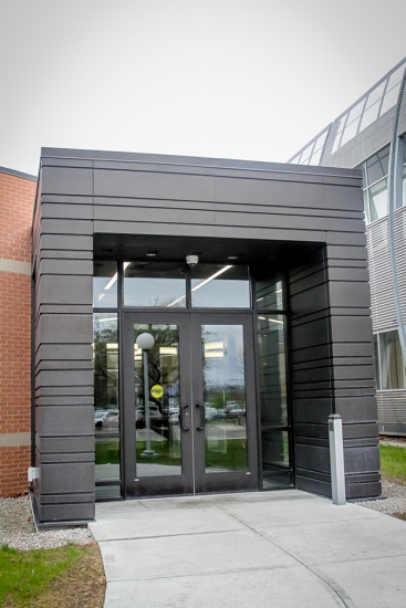 Life Sciences Building - Close up of the entryway into the new student collaboration space
