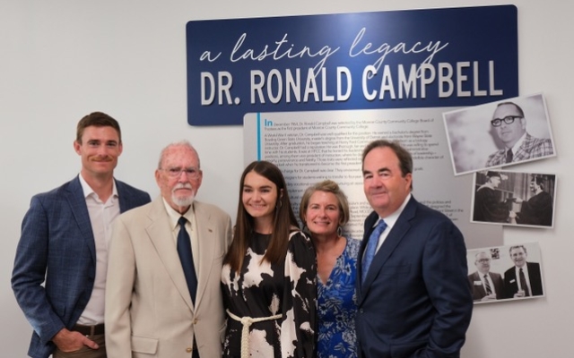 President Emeritus Ron Campbell and his family in Campbell Center