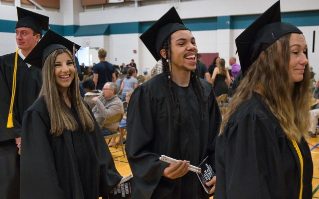 Graduates at ceremony