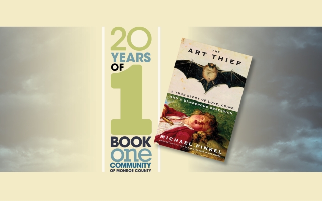 One Book One Community 20th anniversary Photo and Art Thief Book Cover