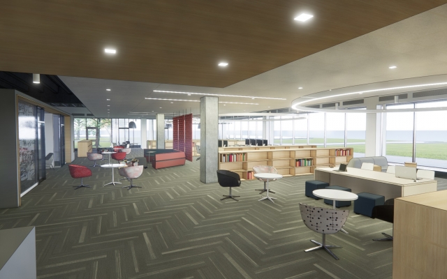 MCCC Library Interior view rendering